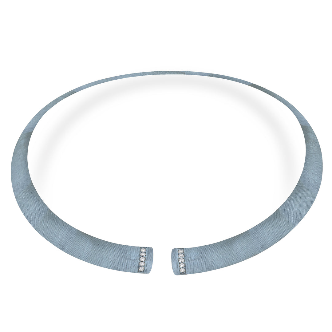 Choker Golay cu textură de titan albastru deschis și diamante pe deschidere, mediu GD012DIAZTX_M