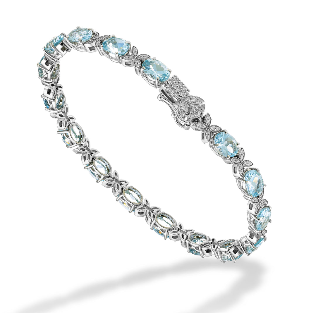 Bracelet ovale aigue-marine et diamant World Diamond Group BCT031DIAQ-22276110009