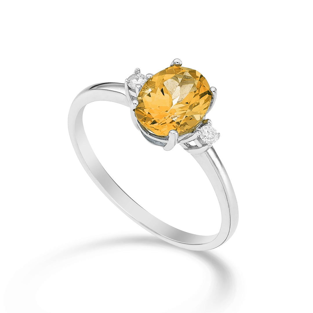 Mikiko un citrin oval de 18k 8x6 ct.1,10 diam. 0,05 ct MA5074O4CITR