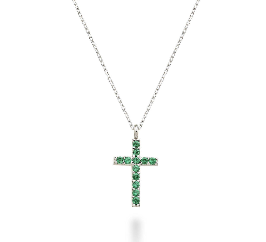 Nihama cl 18k kryds størrelse 4 (1,7 cm) hvidguld med smaragder 0,20 ct NDCRO4O4SMR