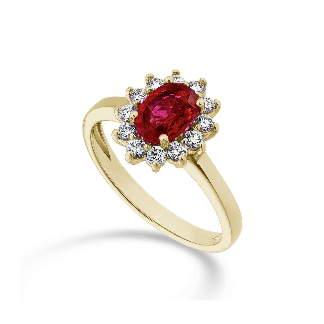 Mikiko un rubin oval de 18k aur galben 7x5 0,90 ct diam. 0,30 ct MA5094O1RBC