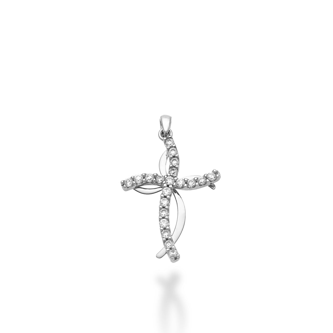 Nihama pe 18-karatowy krzyżyk z białego złota 0,18 ct 1,9 cm NP5012O4BR018