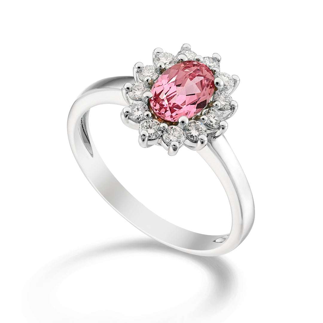 Nihama egy 18k ovális rózsaszín zafír 7x5 ct.0,80 átm. 0,30 ct NA5094O4ZFRP