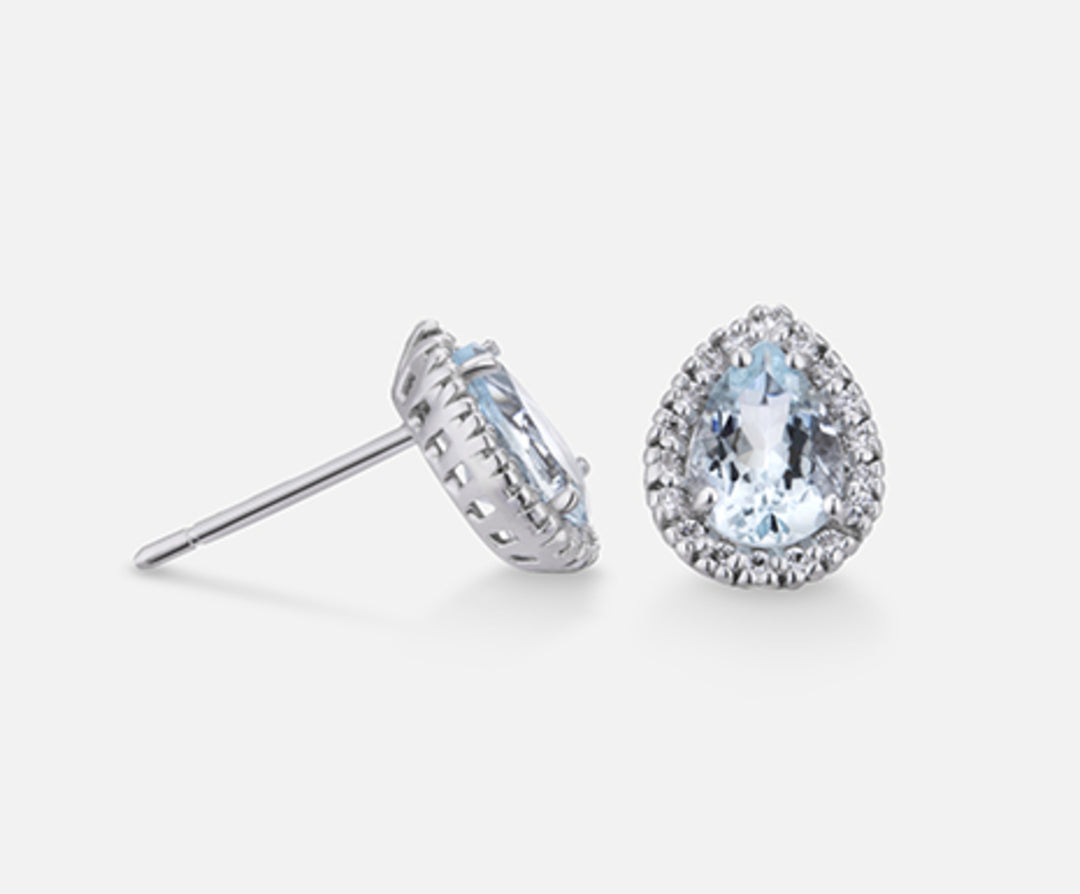 Mikiko ή 18k aquamarine drop 7x5 ct.1.00 dia ct.0.18 MO5037O4AM