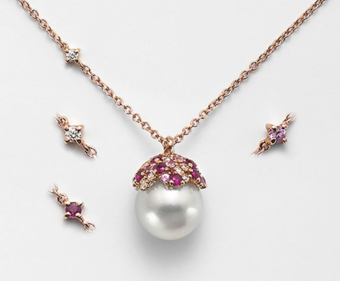 Mikiko cl 18k ak 8/8,5 ct.0,10 zaff. ροζ ρουμπίνια 0,18 ct 0,18 ct MD0981O3ABBI080