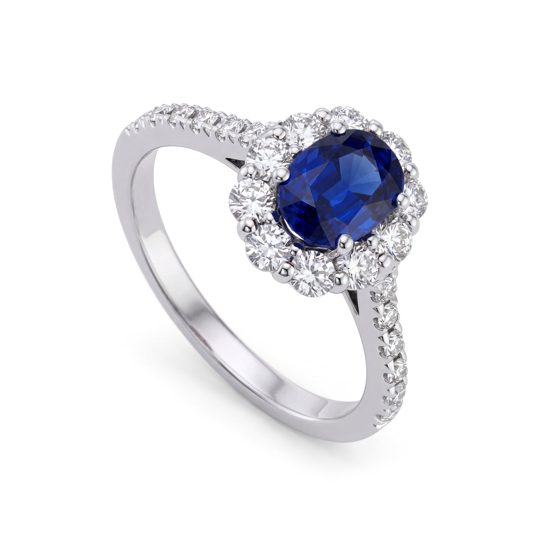 Bague saphir ovale Golay 6x5 contour + tige encastrée ACLC043DIZB-23321110016
