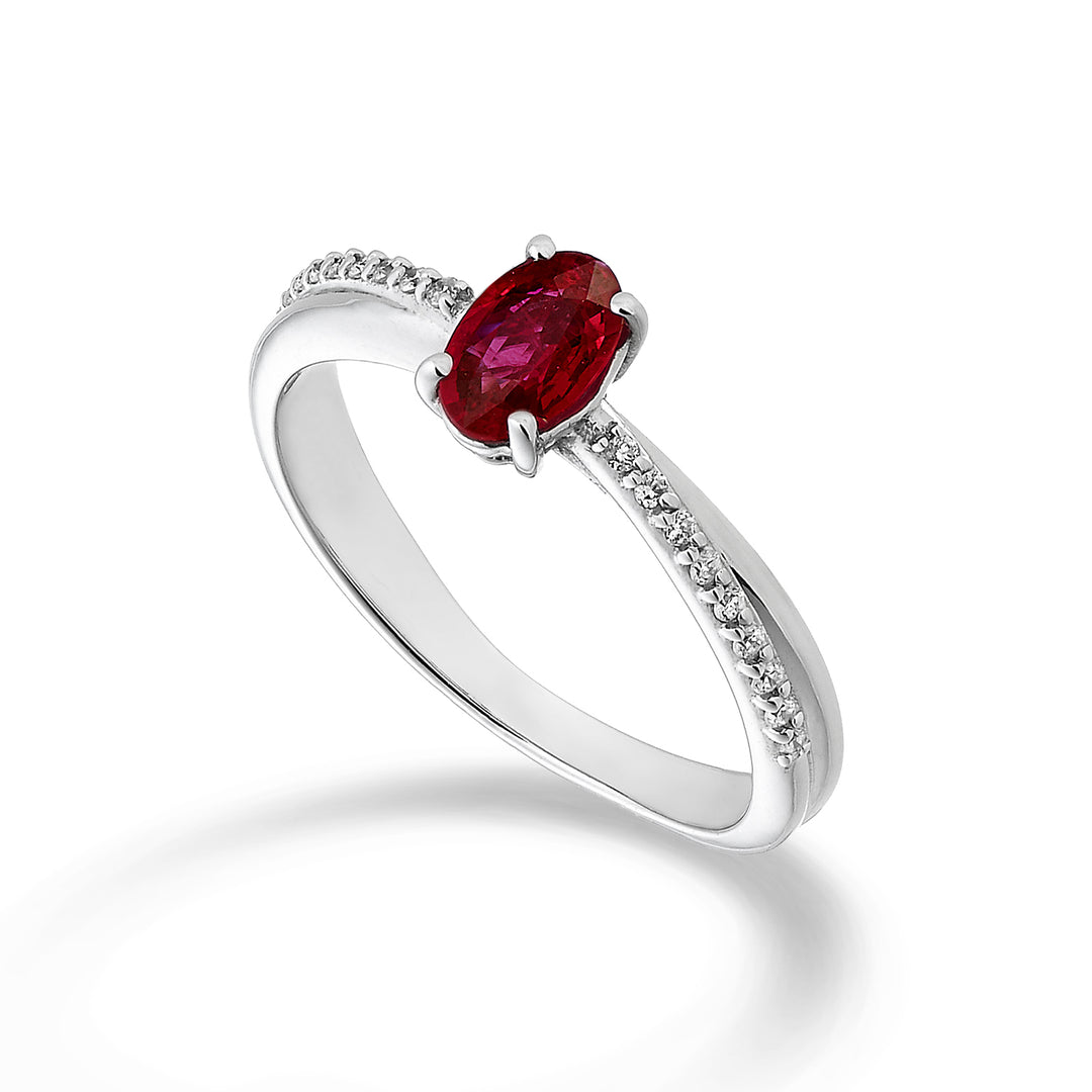 Nihama en 18k ruby ​​n. oval 6x4 ct.0,39 diam. ct.0.07 NA5103O4RBN039