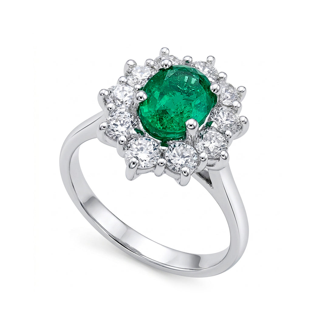 Golay oval smaragdring 7x5 kontur 10 diamanter ACLC102DISM57-24242110057