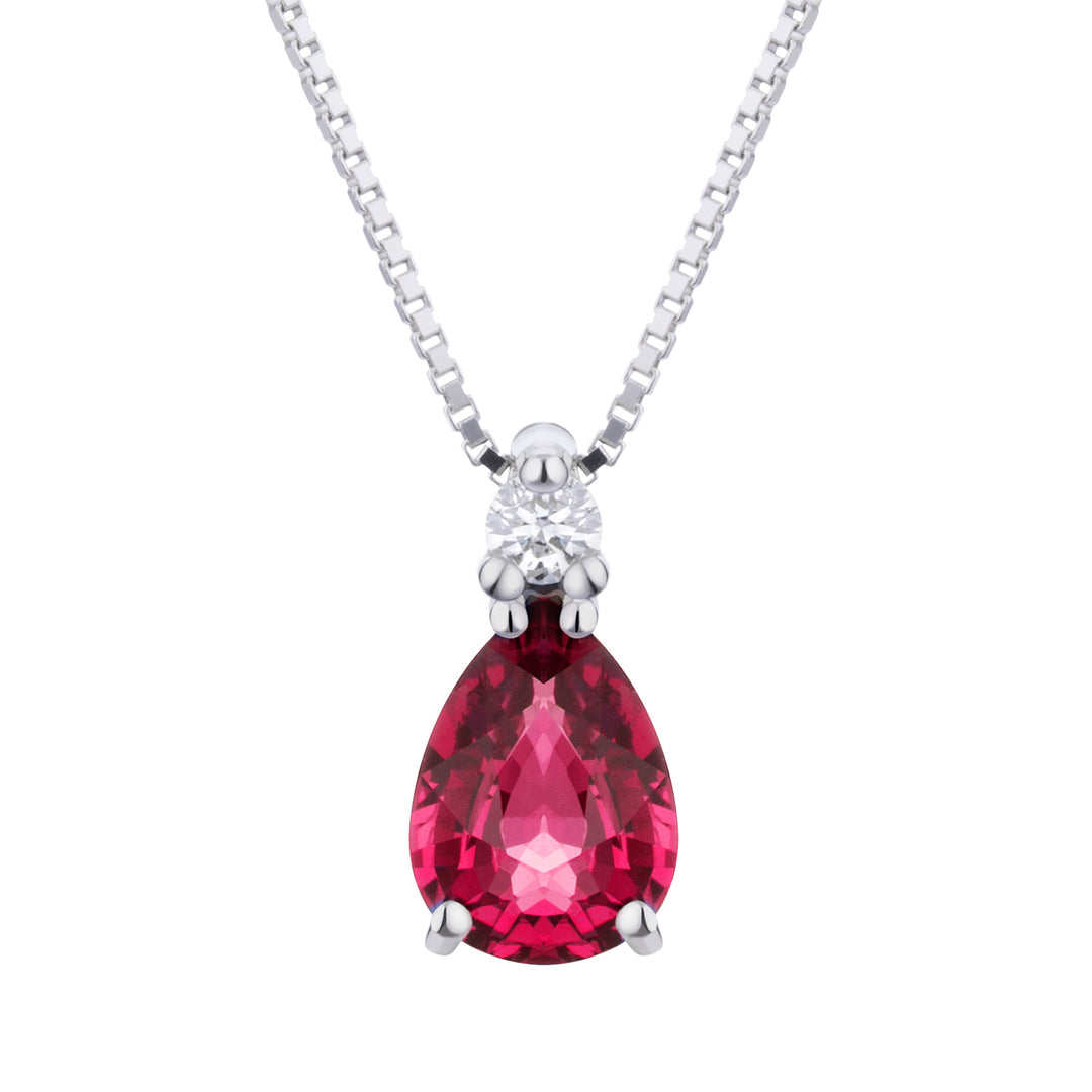 Golay halsketting robijn druppel 6x4 en diamanten PCL491DIRU1-19126110076