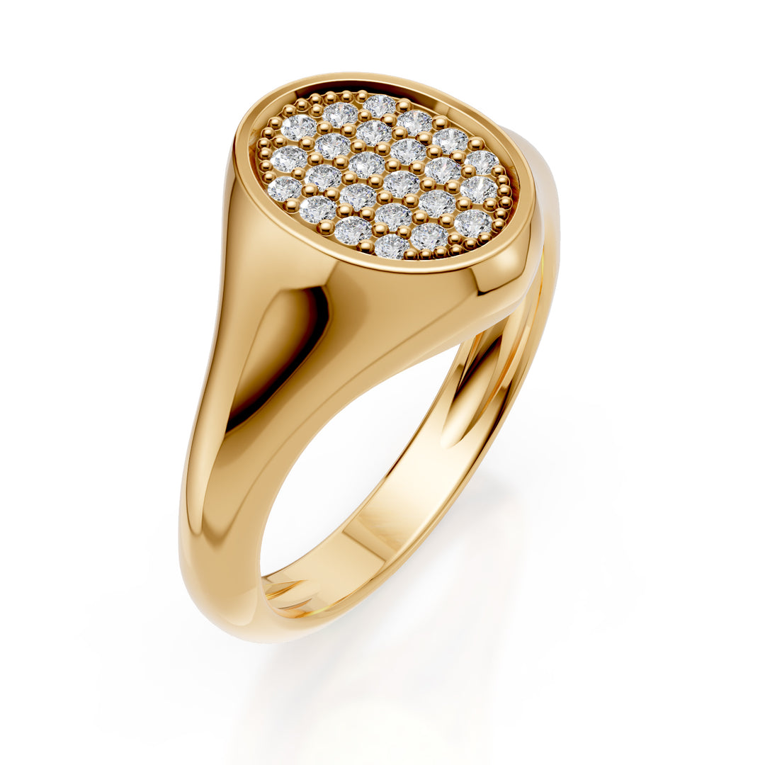Ovaler Ring am kleinen Finger der World Diamond Group, Größe 10, mit Diamanten, Gelbgold ACH002DIG-24071110004