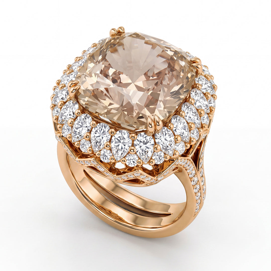 Anillo de diamantes marrones de World Diamond Group 12,20 ct y gotas APU047WDBWR-16015110056