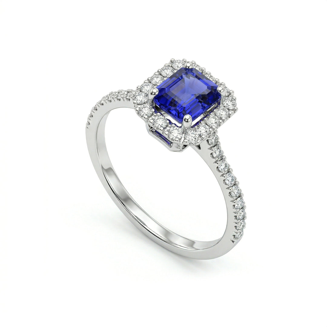 Inel octogonal tanzanit Golay 7x5 și diamante ACLC072DITZ3-23073110040