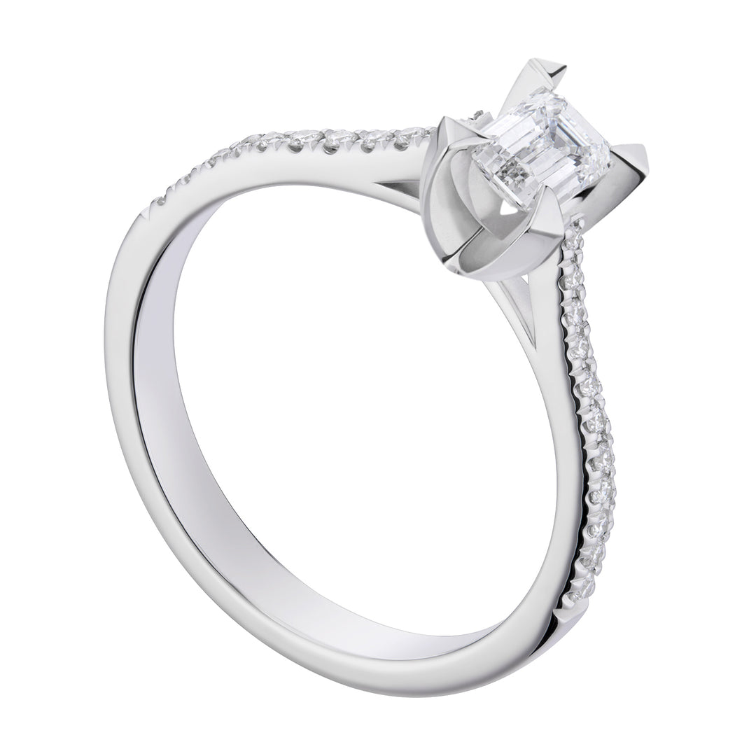 World Diamond Group solitaire fm taille émeraude serti de lunette et d ASLFME004DI-18263110081