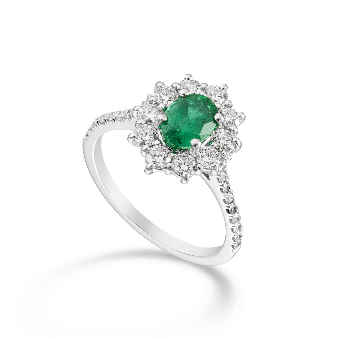 Golay ovale smaragdgroene ring 7x5 cont 10 diam en steel incl. ACLC102DISM57-1-24052110163