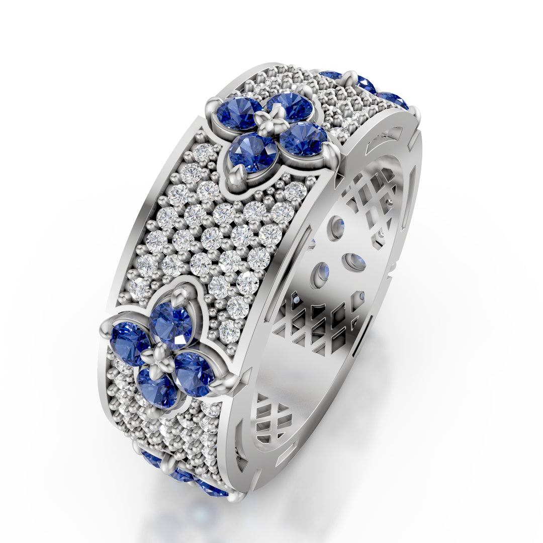 Golay eenvoudige bandring saffieren+diam pavé wit AFFI02ZBDISB-23328110129