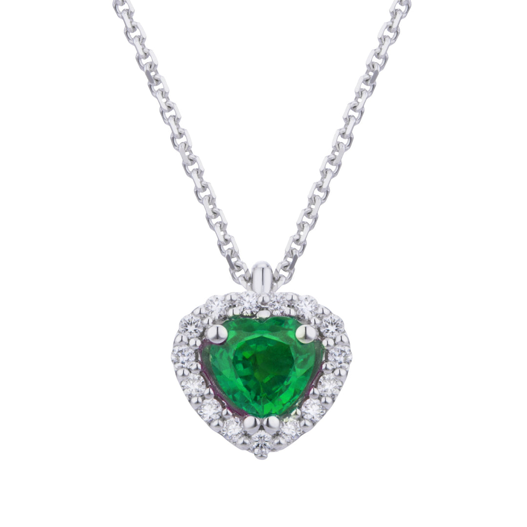 Golay 5x4 hjerte smaragd halskæde og diamant kontur PCT003DISM2C-24346110064