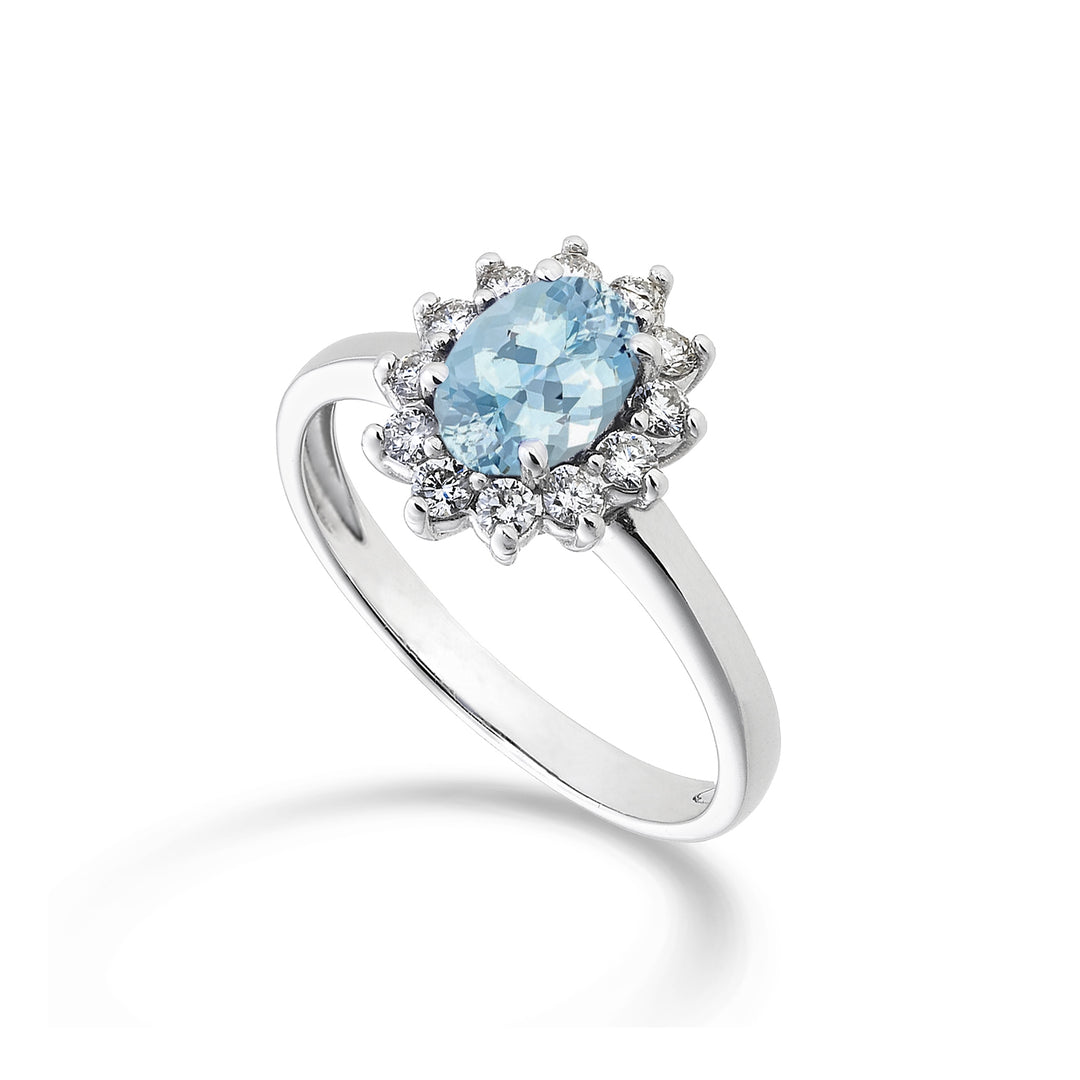 Nihama 18 ayar oval akuamarin 7x5 ct.0,50 çap. 0,30 ct NA5094O4AM