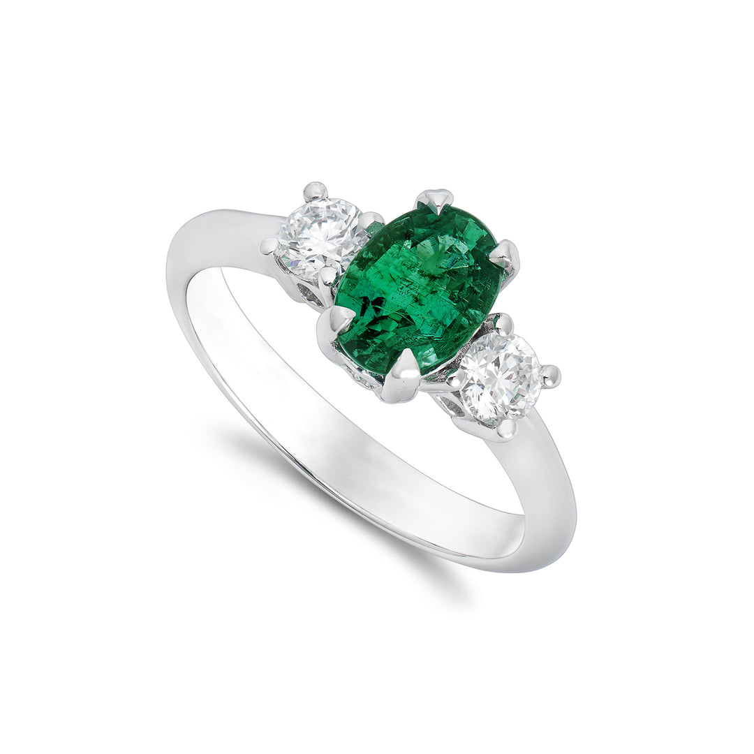 Bague Golay avec diamants et émeraude 6x8 ACL442DISM-22335110018