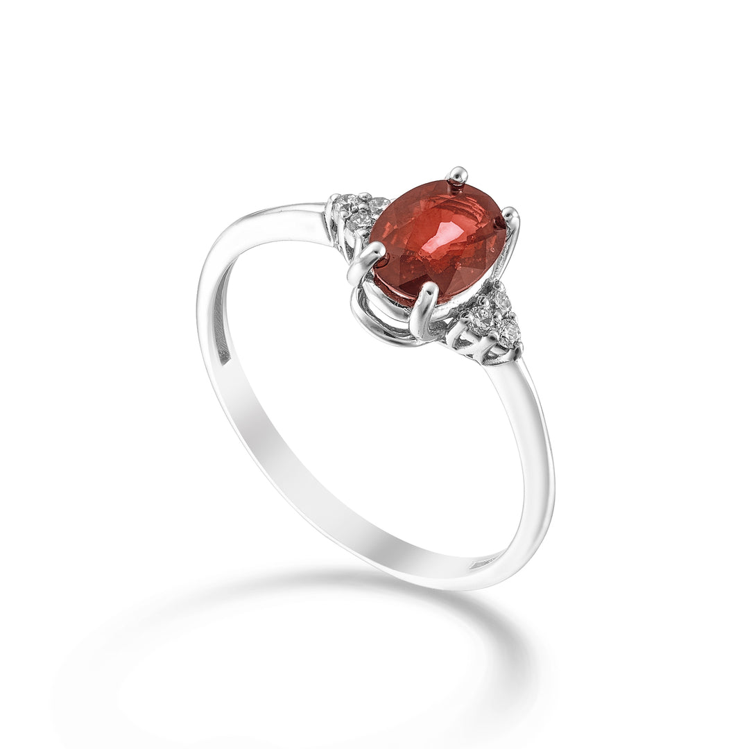 Nihama un rubis 9k n. Diamants ovales et latéraux 7x5 NA5210R4RBN080