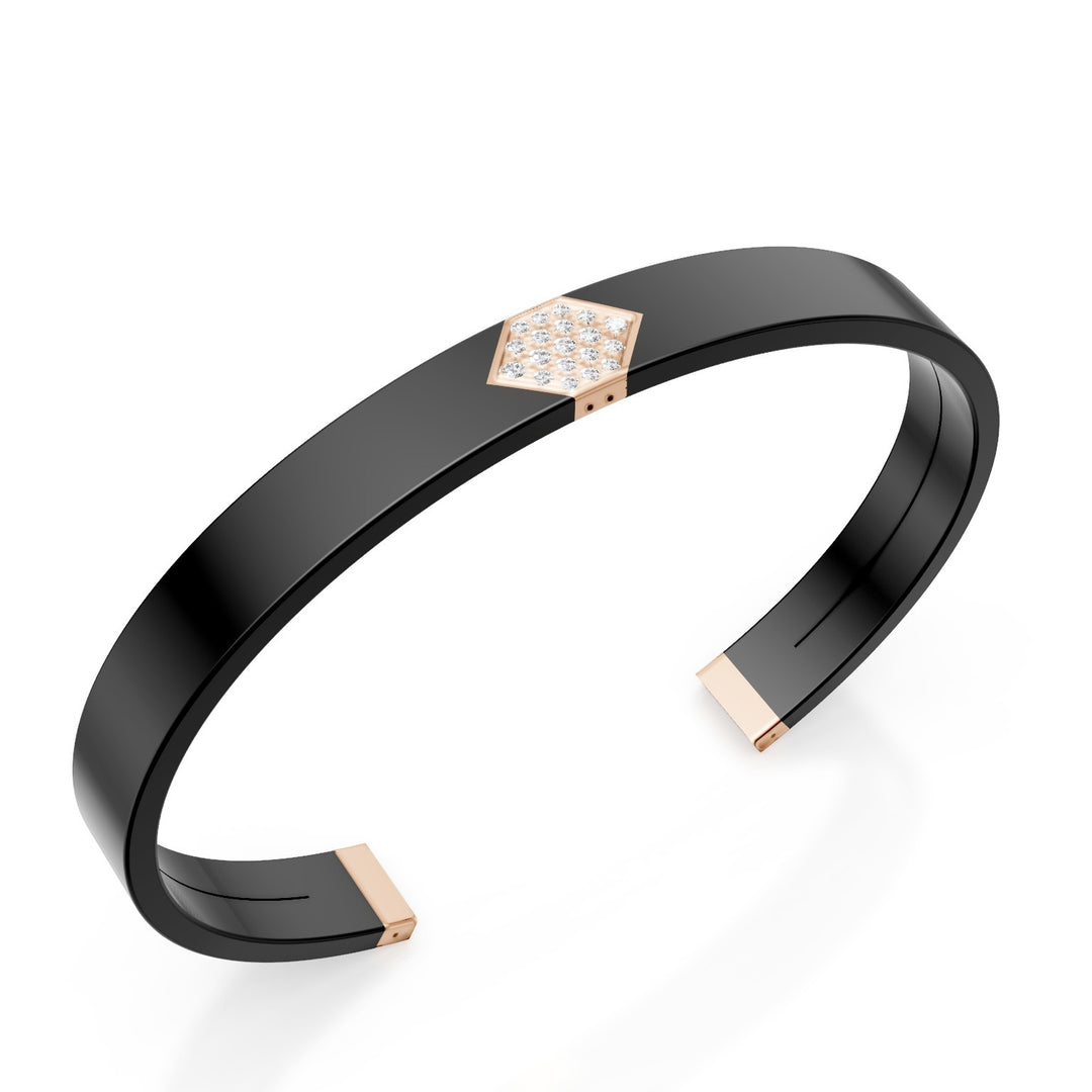 World Diamond Group armbandsarmband i svart titan, 18 karat roséguld, belagd med diamanter, medelstor GBR040O3DINE_M