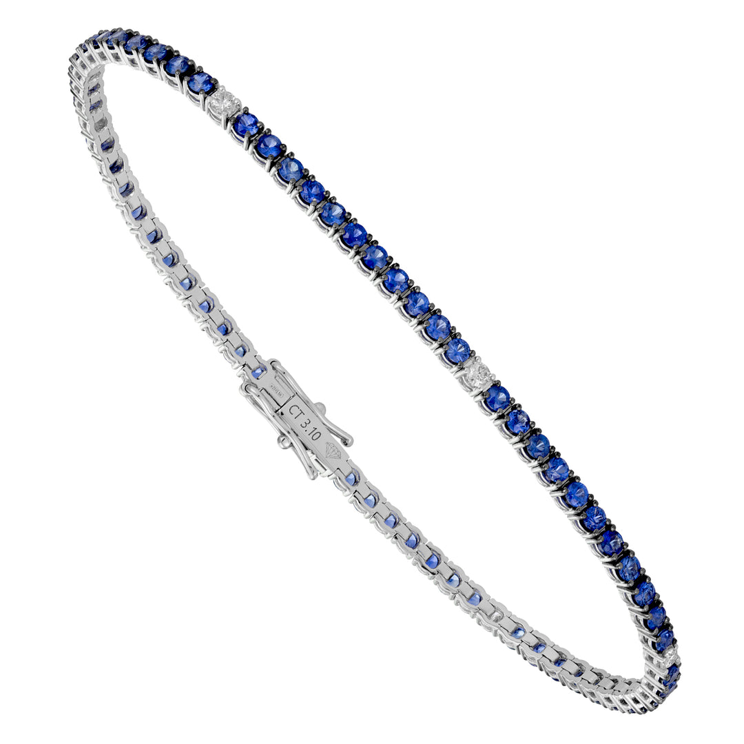 Brățară de tenis World Diamond Group cu safire și diamante spot BTF001ZBDI4-18285110022