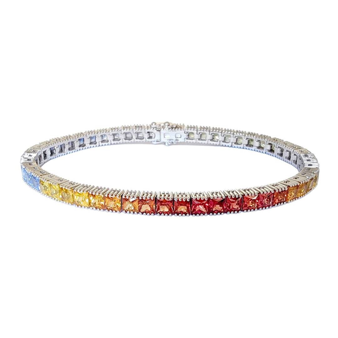 World Diamond Group vícebarevný tenisový náramek zaff princezna 20,40ct BTLPR001ZBMC