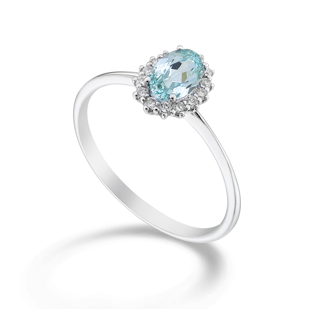 Mikiko 18k soikea paraiba turmaliini 6x4 ct.0,70 halk. ct.0.13 MA5141O4PAR