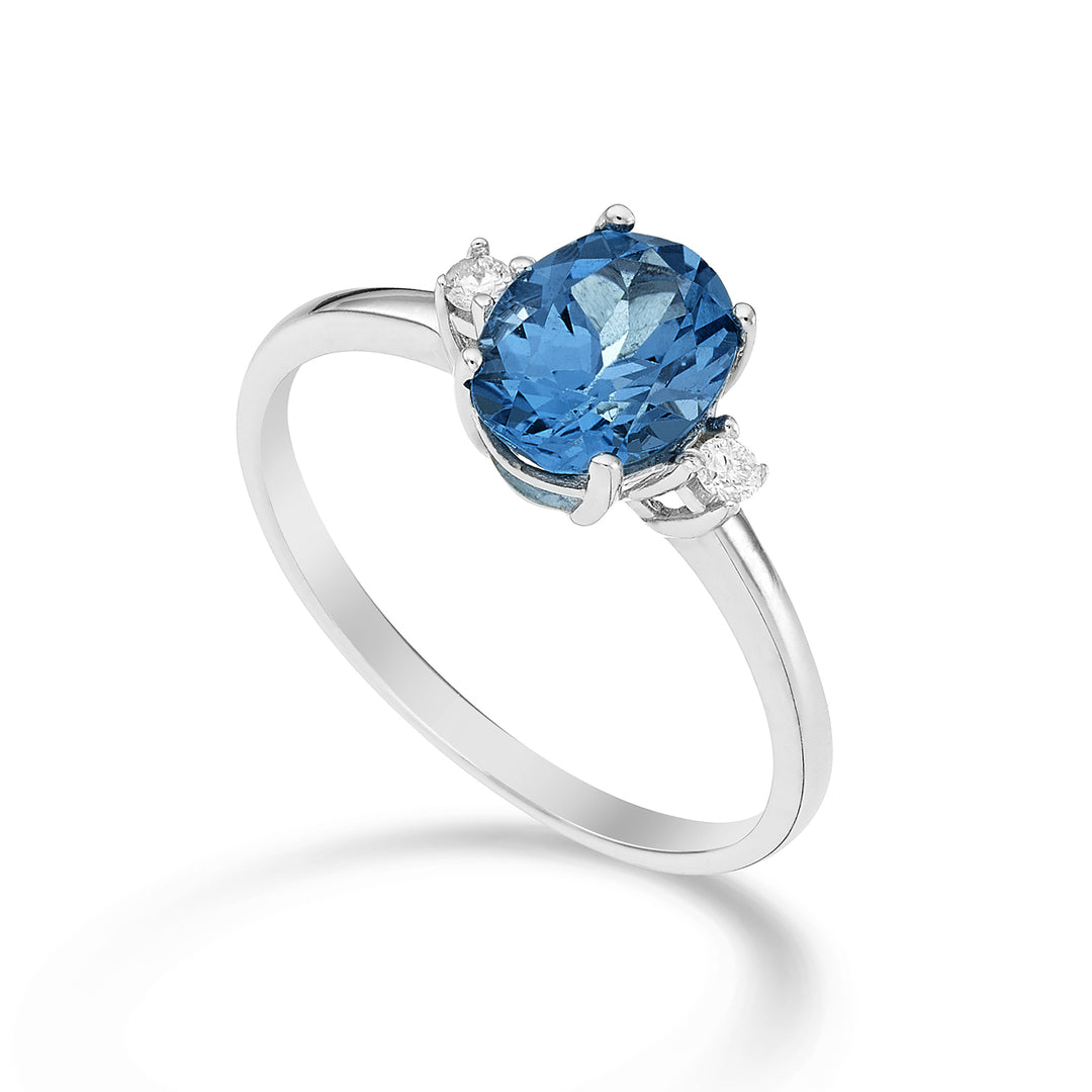 Mikiko, 18 ayar oval Londra mavisi topaz 8x6 ct.1,40 çap. 0,05 ct MA5074O4TPBL