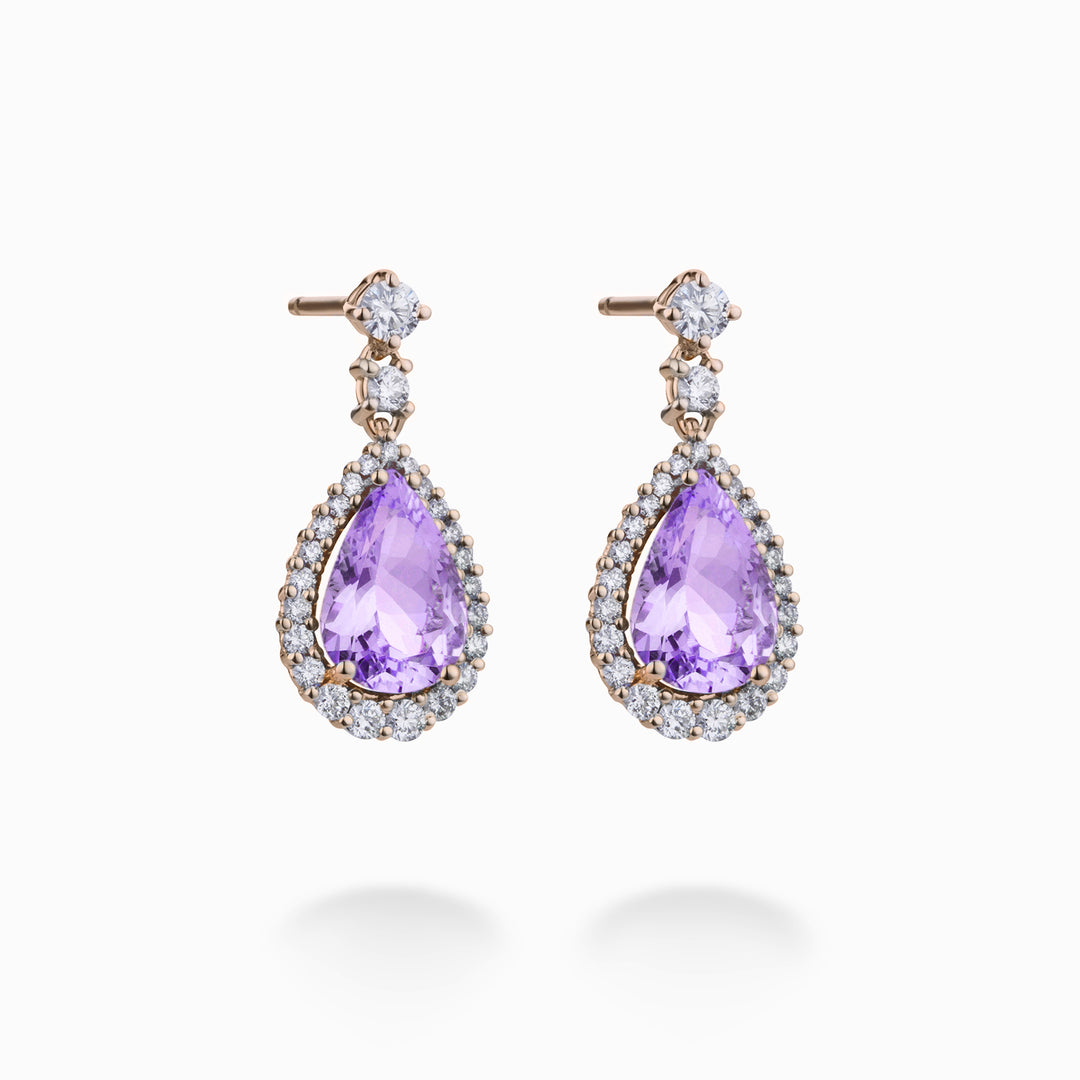 World Diamond Group kunzitové náušnice 10x7 diamantový obrys OCL073DIKZ1-22152110030