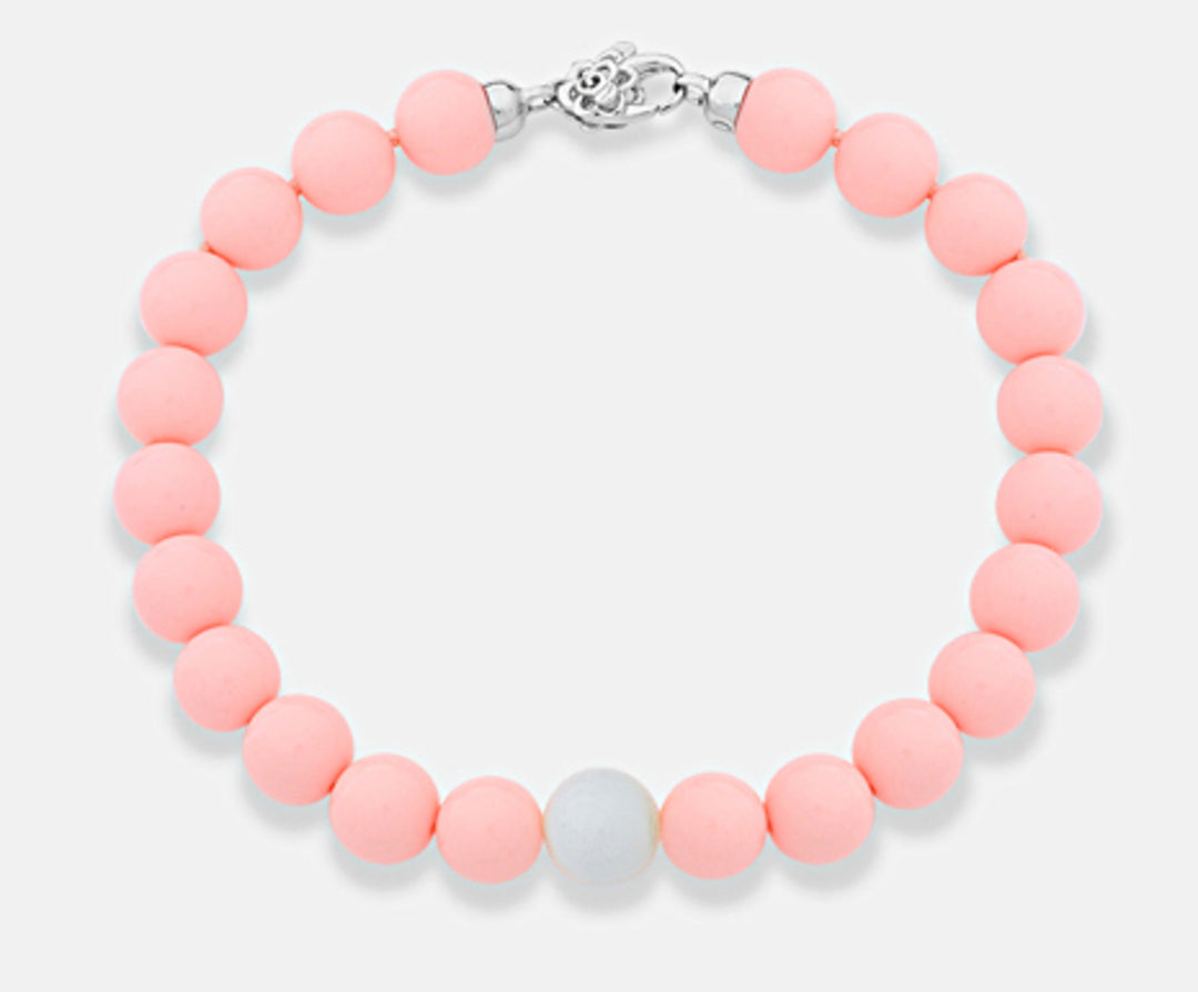 Nihama br ag925 agglomérat de corail rose et agate blanche 10mm NB7364A4CORALLO010