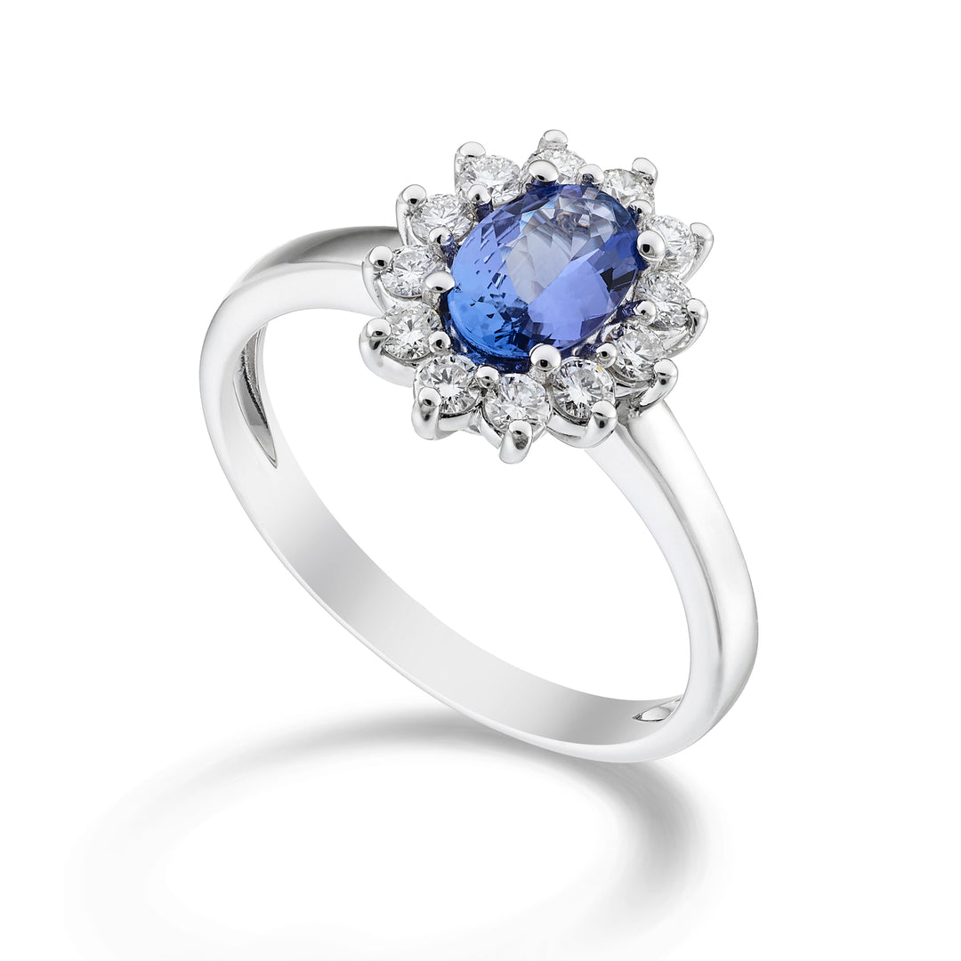 Nihama en 18k tanzanit n. oval 7x5 ct. 0,60 diam. ct. 0,30 NA5094O4TZN