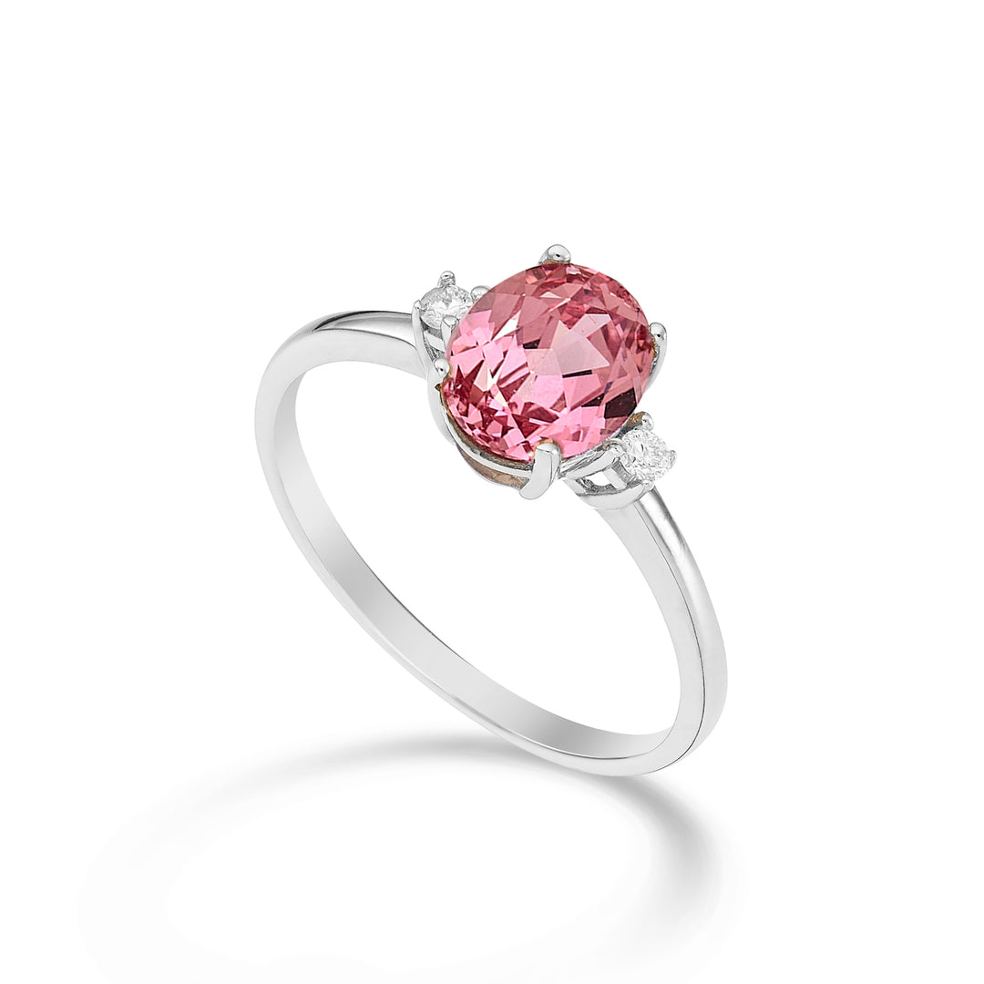 Nihama 18-karatowy owalny różowy szafir 8x6 ct.1,60 śr. 0,05 ct NA5074O4ZFRP