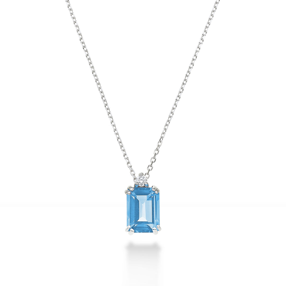 Mikiko cl 18k osmihranný modrý topaz 7x5 ct.1,20 pr. ct.0,025 MPCL090DITPAZ2O4