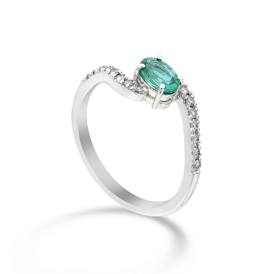 Anillo Golay 5x4 esmeralda ovalada con cuerpo en forma de "S" empotrada ACLG434DISM54-24086110107