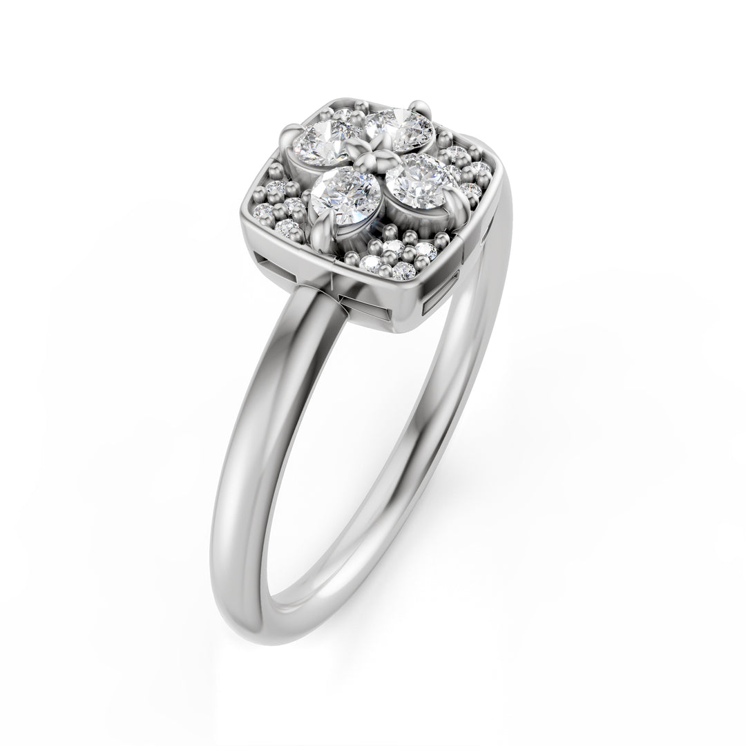 Golay lille hvid diamant brolagt blomsterring AMPFI01DI74PB-23314110048