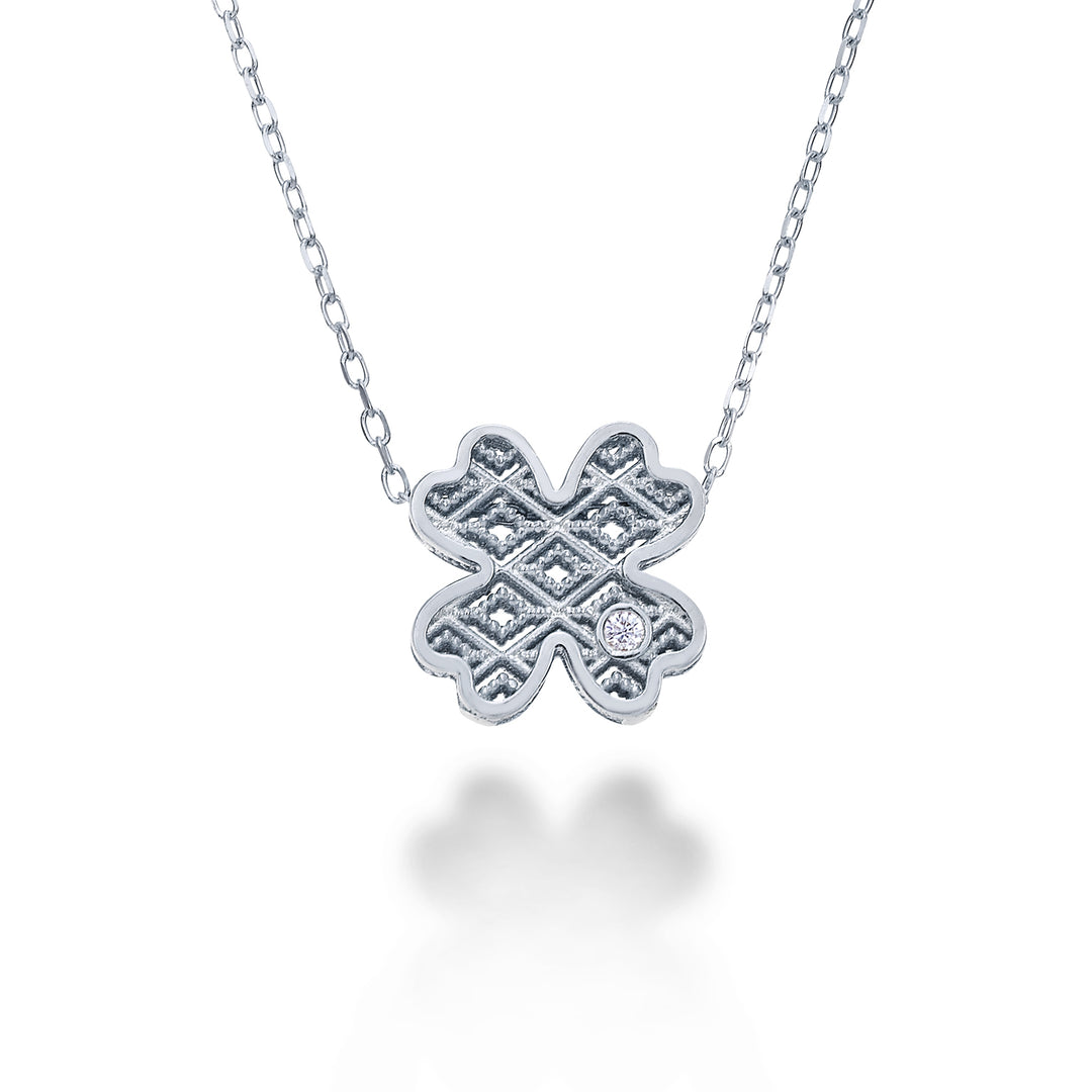 Mikiko cl 18k vitguld klöver diam. 0,01 ct MDQUADRO4