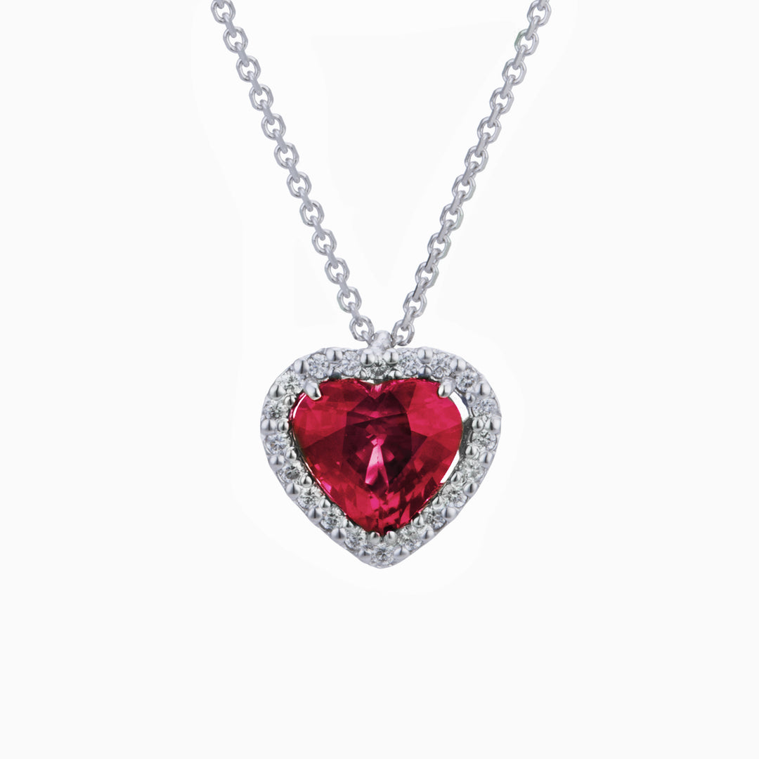 Colar Golay de rubi com coração 4x4 e diamantes PCT003DIRU1B-24346110061