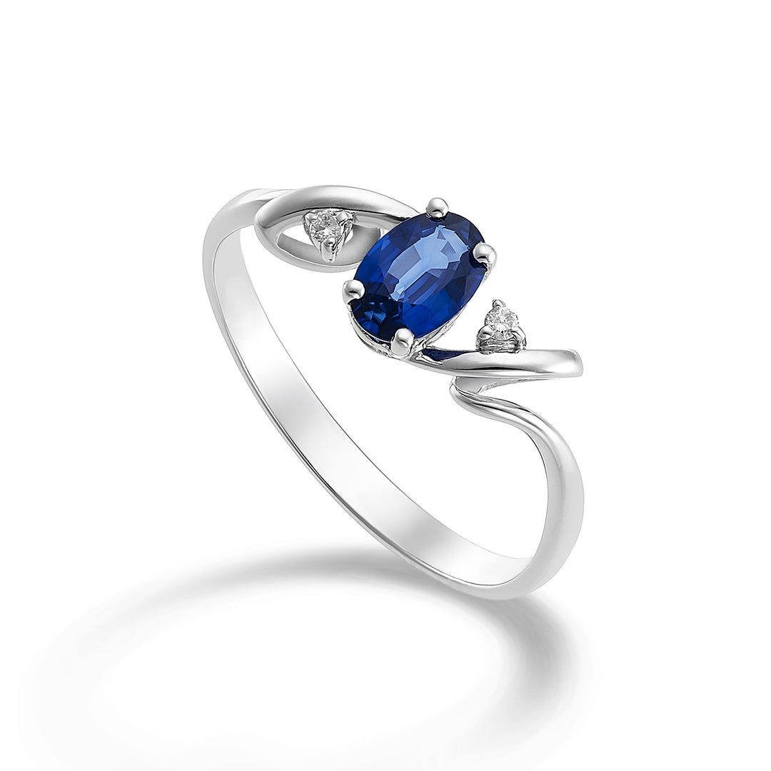 Nihama, ein ovaler Saphir aus 18 Karat, 6 x 4 ct. 0,40 Durchm. 0,02 ct NA5057O4ZFD