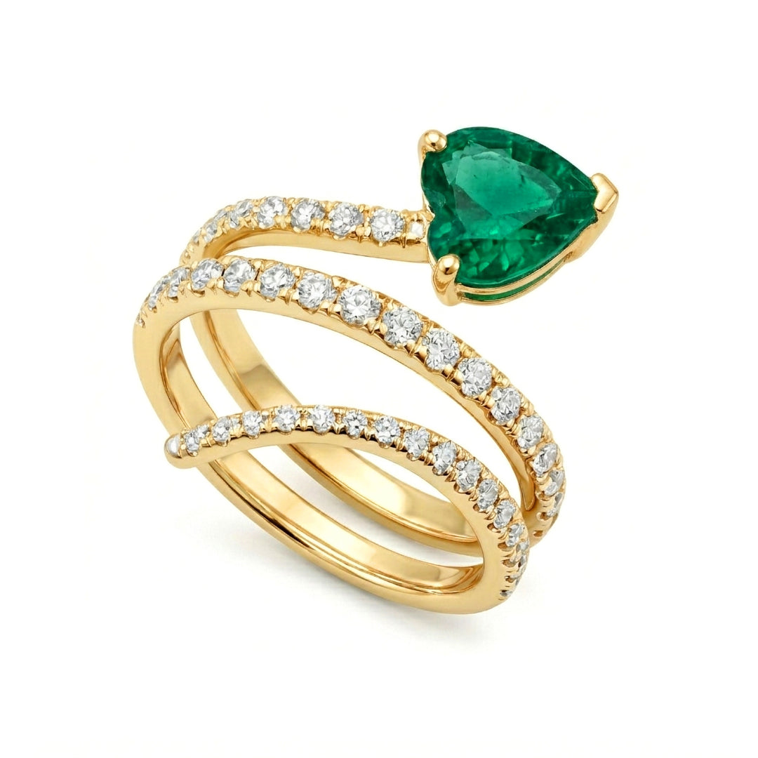 Anillo Golay con doble vuelta y corazón de esmeralda 7x7 AFS851DSM77G-26082110152
