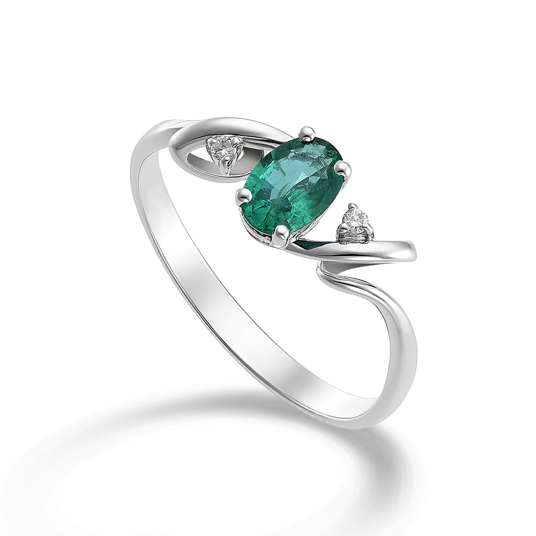 Nihama un smarald de 18k n. oval 6x4 ct.0,50 diam. ct.0,02 NA5057O4SMN050