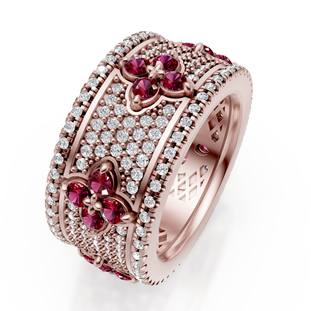 Bague Golay + rubis + pavé diamants rose AFFI02RUDIBR-25024110237
