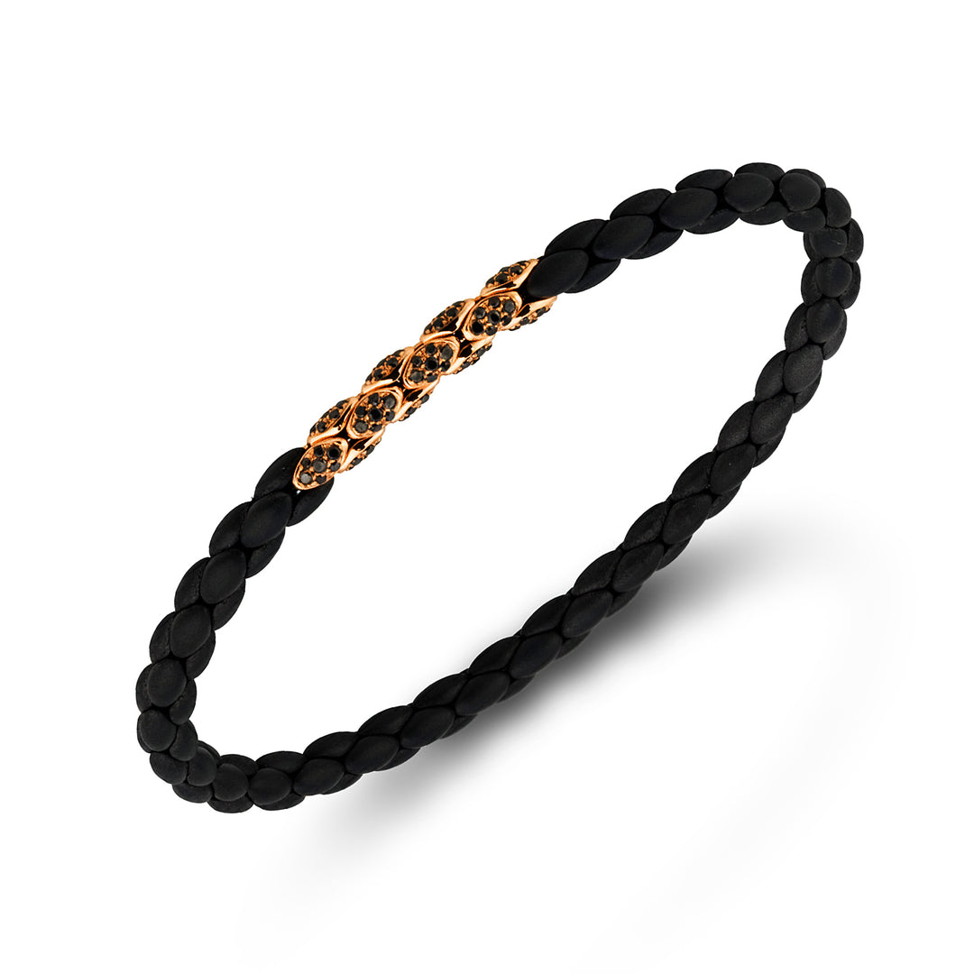 Golay sort titanium armbånd, med 8 18 karat roseguld pavet indsatser, sildebensled, 17,5 cm GBR032E8O3BKNE-175
