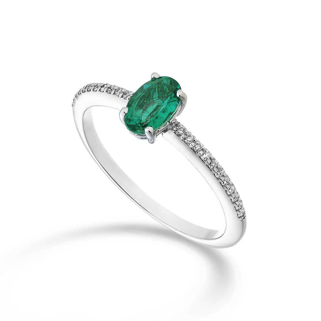 Nihama 18k oválný smaragd 6x4 ct.0,30 pr. 0,08 ct NA5102O4BE