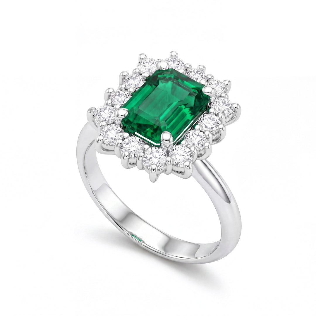 Bague Golay oct émeraude 8x6 avec contour diamant ACLC901DSM86-26163110090
