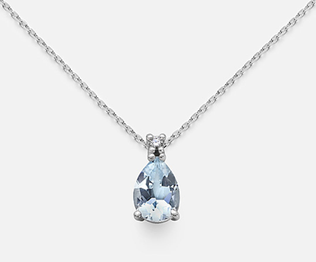 Nihama cl 18k picătură acvamarin 7x5 ct.0.43 diam. ct.0,015 ND5038O4AM