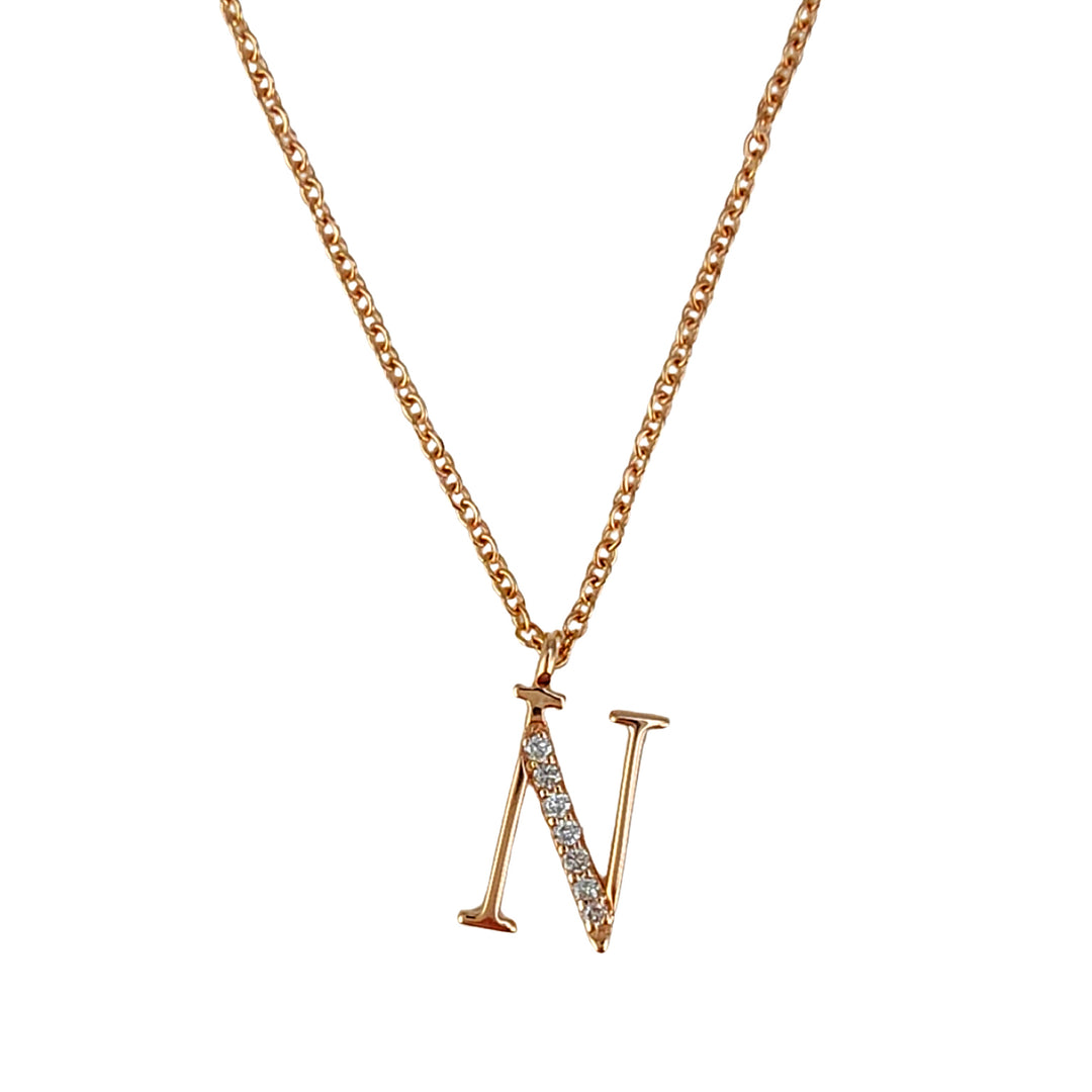 Golay cl 18k letter n grote diam. 0,04 ct roségoud GDGFNO3