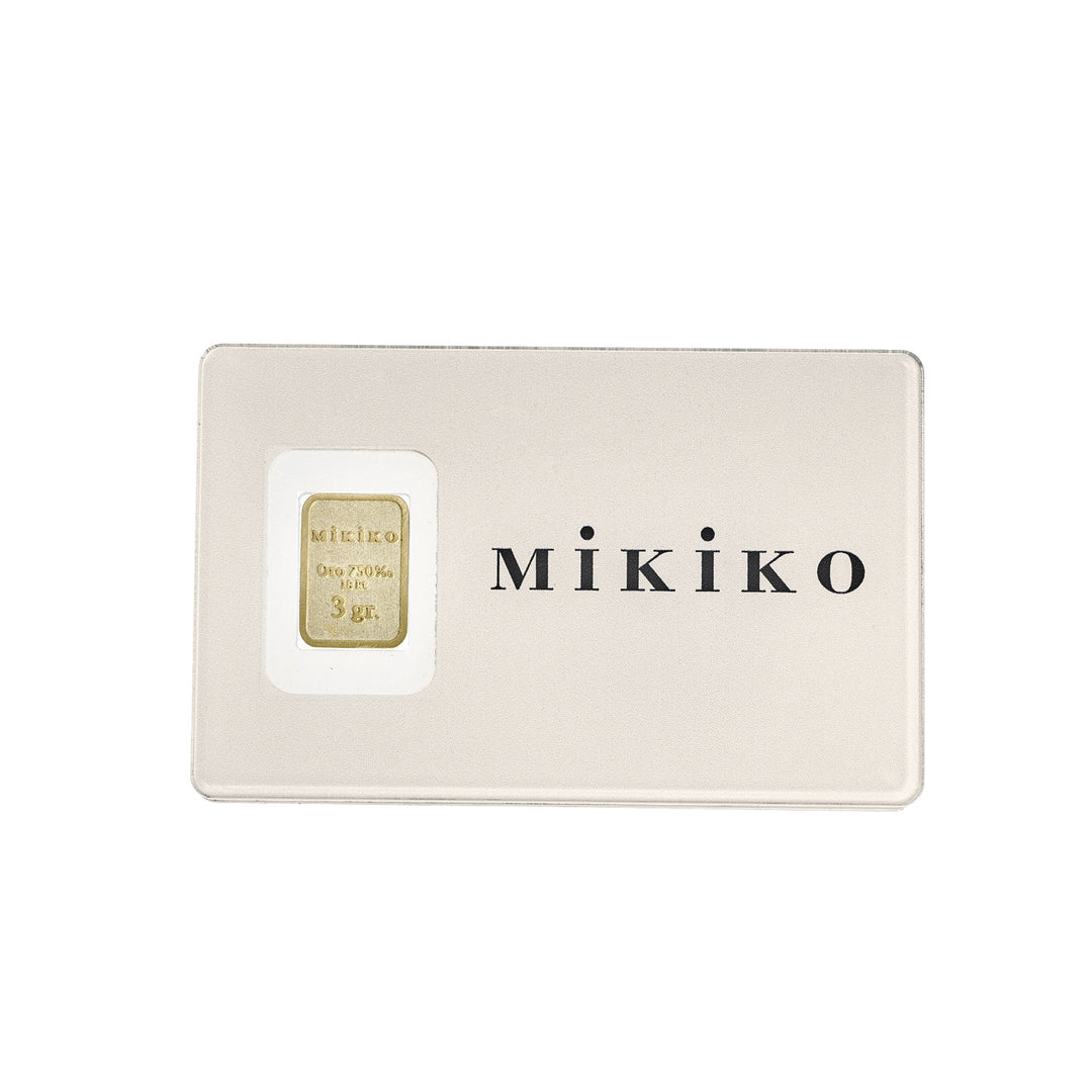 Mikiko blistr 18k zlatá cihla 3 gramy, v mikiko plexi BLTGOLD3G_MK