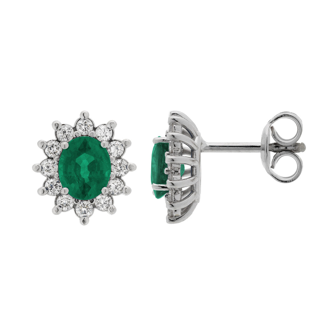 Golay 5x6 oválné smaragdové náušnice a diamanty OCL019WDISM-23321110161