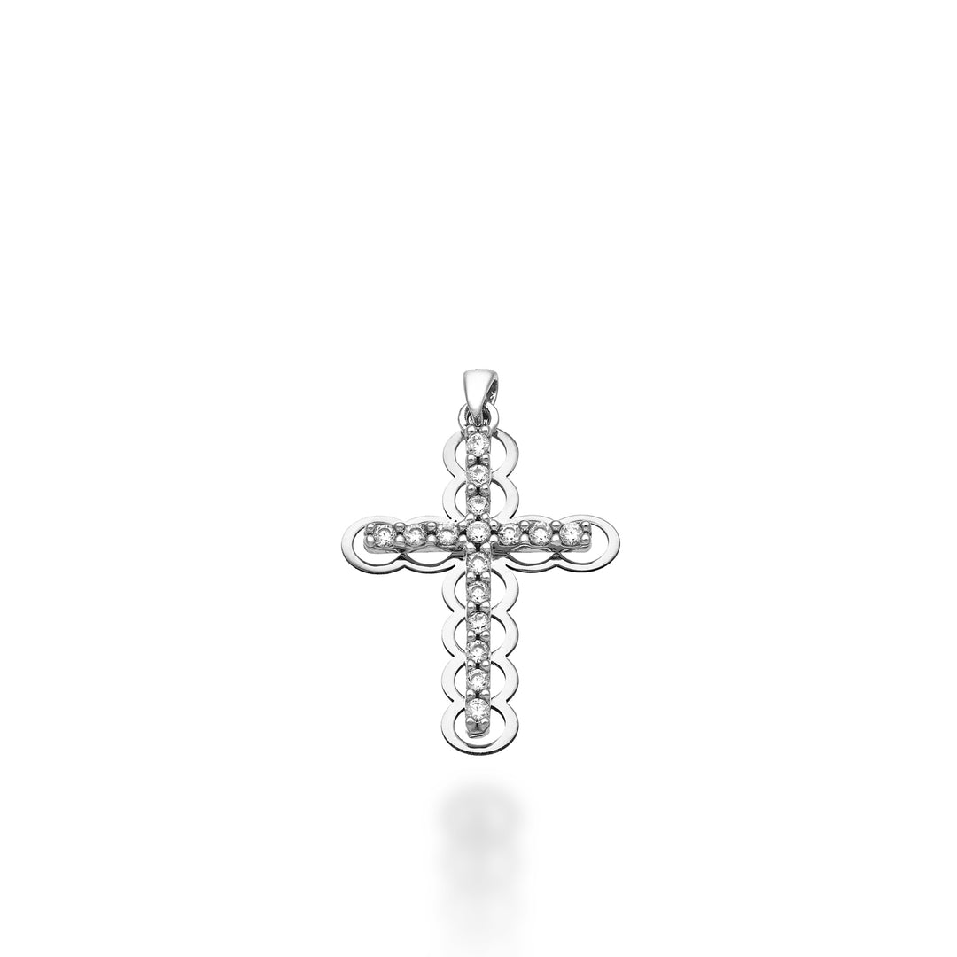 Mikiko pe 18k 0,15 ct hvidguld kors 1,8 cm MP5021O4BR015
