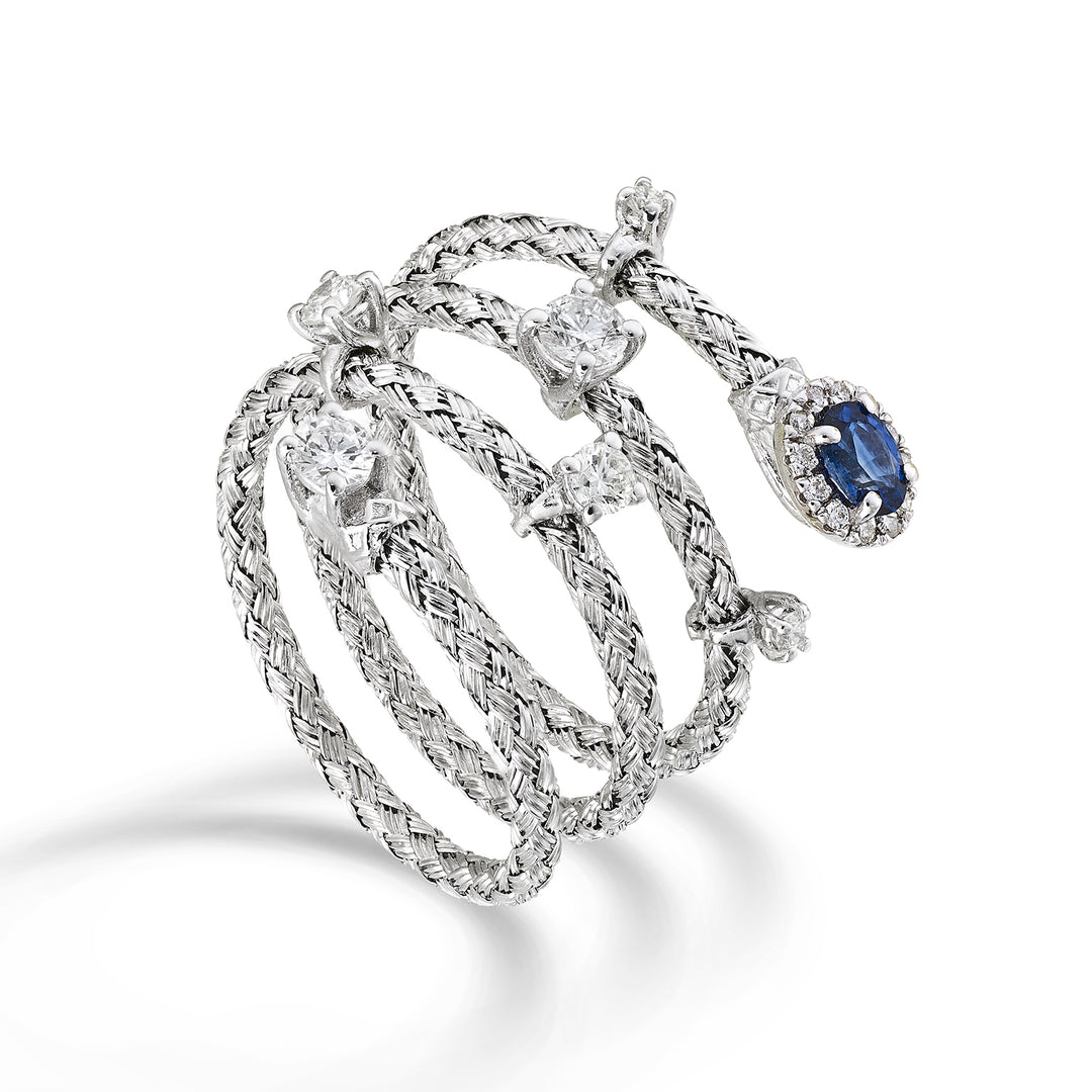 World Diamond Group egy 18k ovális természetes zafír háló, 4x3 ct.0,21 átm. 0,13 ct fehérarany GAMAGLIA01DIZFO4